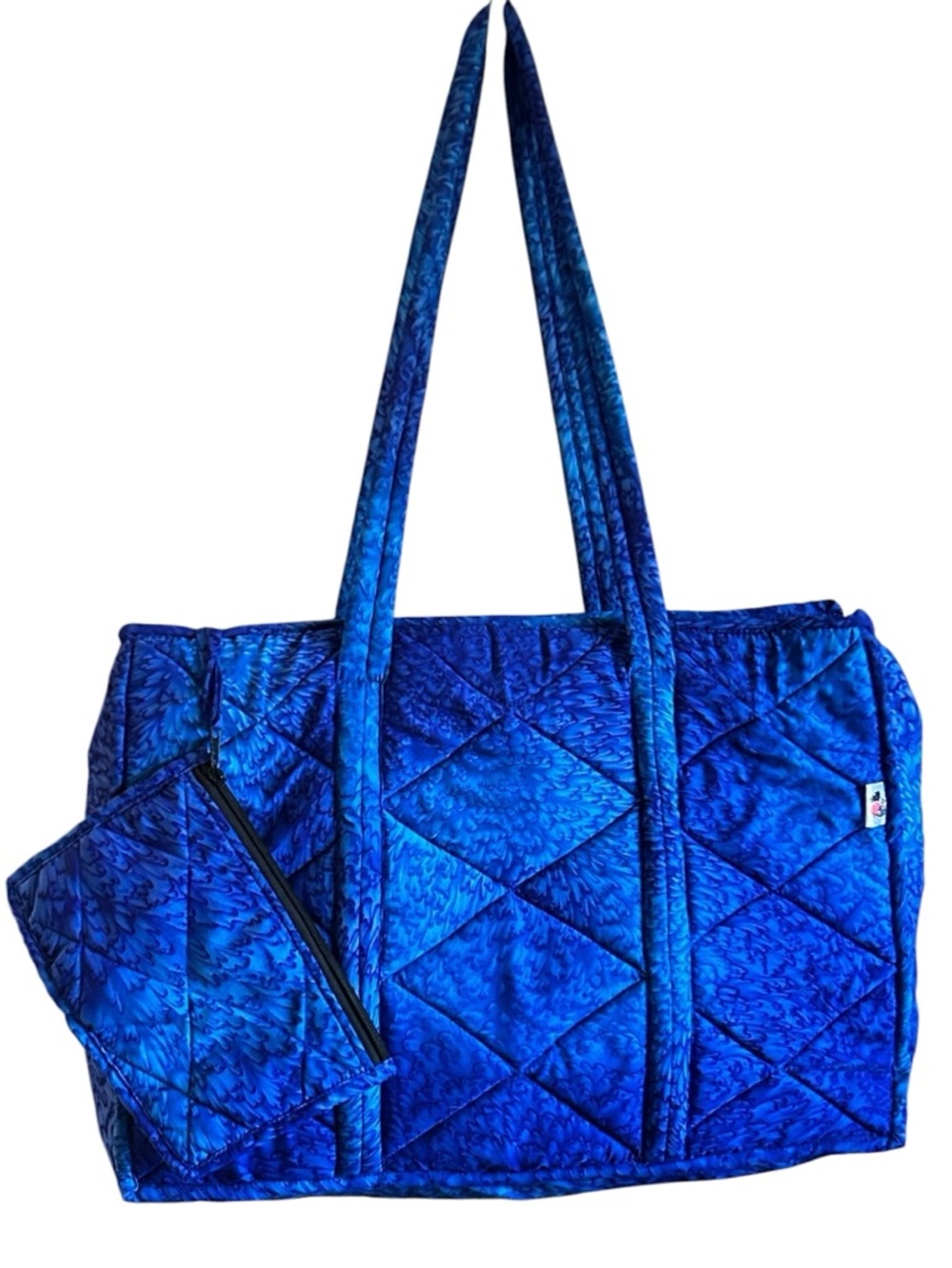 Rima Blue Quilted Large Beach and Pool Tote Bag with Pouch